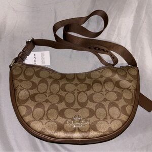 Coach Tan and Brown Signature Shoulder Bag
